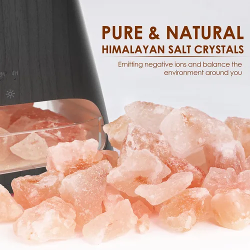 Vista 2 de SALKING Lámpara de sal del Himalaya 2 en 1 y difusor ultrasónico de aceite esencial, difusor de aromaterapia, humidificador de niebla fría, lámpara
