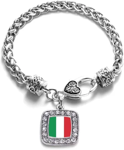 Vista 57 de Pulsera de dijes cuadrados de plata con joyería de circonita cúbica