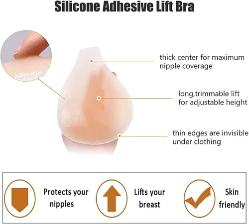 Vista 3 de Sujetador invisible levantado, sujetador adhesivo de silicona, cinta adhesiva de silicona oculta con correa, brasier Invisilift para pechos grandes