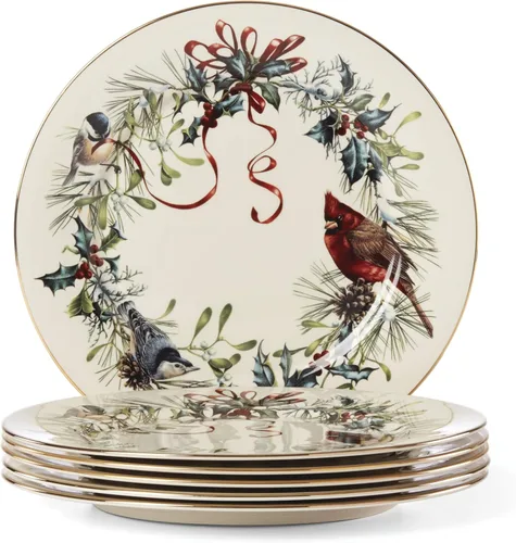 Vista 8 de Lenox 6122055 Winter Greetings - Juego de vajilla de 12 piezas, rojo y verde, Navidad, alojamiento de vacaciones, servicio para 4 personas