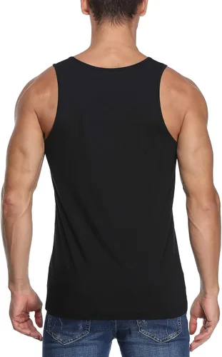 Vista 4 de COLORFULLEAF Camisetas sin mangas de rayón de bambú para hombre, camisetas sin mangas elásticas con cuello redondo (1 o 3)