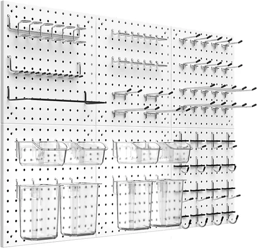 Vista 11 de Kit de Tablero de Clavijas Daanxw, Incluye Tablero y Accesorios, con Ganchos y Contenedores, Organizador de Pared para Oficina, Exhibición de Negro