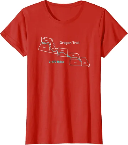Vista 54 de Route Map of The Oregon National Historic Trail T-Shirt Asphalt Grey