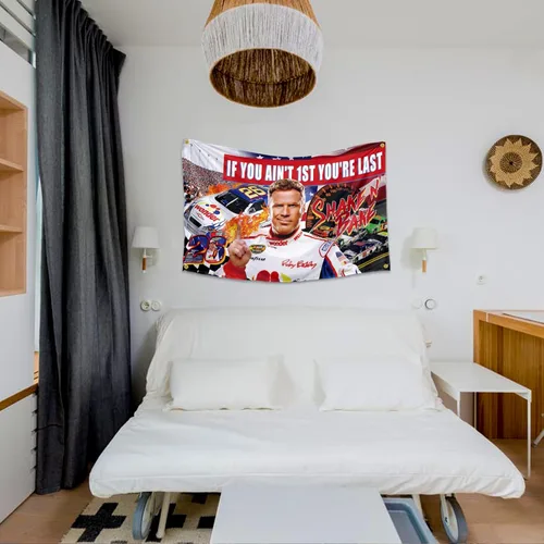 Vista 6 de Bandera de Ricky Bobby con texto en inglés "If You Ain't 1st First You're Last - Bandera de Talladega Nights, Ricky Bobby, póster divertido de 3 x 5