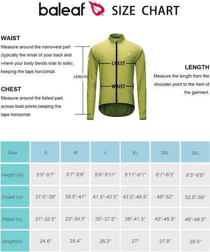 Vista 7 de BALEAF Men's Cycling Windbreaker Jackets Lightweight Windproof Packable Pockets Reflective Water-resistant UPF40+ All Weather