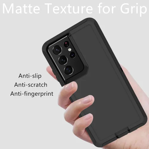 Vista 7 de Funda protectora resistente para Samsung Galaxy S21 Ultra, resistente a prueba de polvo, a prueba de golpes, protección contra caídas, 3 en 1