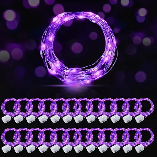 Vista 45 de AIKEI Paquete de 12 luces LED de hadas que funcionan con pilas, guirnaldas de luces impermeables de 7 pies, 20 luces LED de luciérnagas estrelladas