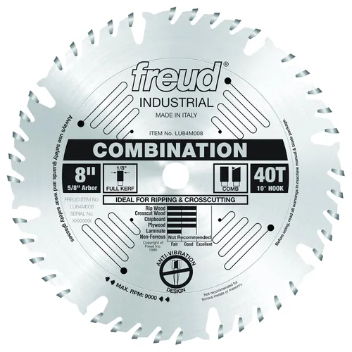 Vista 28 de Freud LU84M008 8 pulgadas 40 ATBF hoja de sierra con eje de 5/8 pulgadas