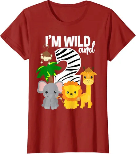 Vista 62 de Camiseta de cumpleaños con temática de zoológico de I'm Wild and 2, Negro, S