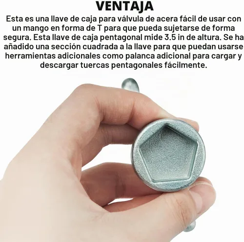 Vista 8 de Llave de medidor de agua para enchufe de pentágono, llave de parada