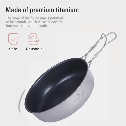 Vista 4 de Boundless Voyage Sartén antiadherente de titanio con mango plegable, revestimiento de cerámica antiadherente, olla de cocina para acampar al aire