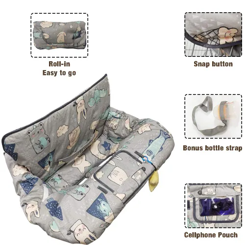 Vista 4 de Funda para carrito de compras para bebé, funda de silla alta de algodón, lavable a máquina para bebés, niños pequeños, niños o niñas (Lindo)