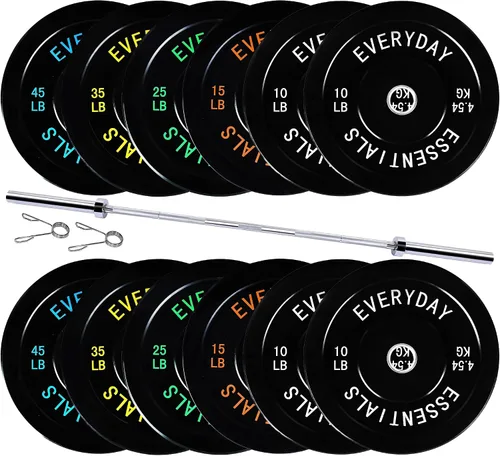 Vista 10 de Fitvids Placas de Tope Olímpicas de 2 Pulgadas, Placas de Peso Perfectas para Levantamiento de Pesas y Entrenamiento de Fuerza, Múltiples Pesos