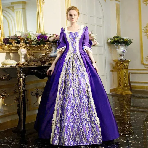 Vista 2 de Vestidos de princesa medievales para mujer, disfraces renacentistas, vestido de baile victoriano rococó, vestido de lolita de corte francés