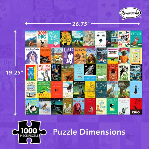 Vista 3 de Re-marks Rompecabezas literario de collage "Dog Tales", rompecabezas de 1000 piezas para todas las edades