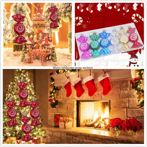 Vista 6 de Happyyami 12 adornos de piruleta de Navidad de plástico para decoración de árbol de Navidad, decoración colgante para el hogar y fiesta