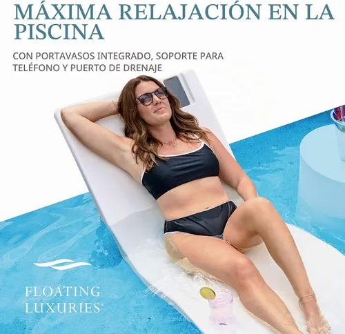 Vista 3 de Floating Luxuries Kai - Tumbona para piscina, color blanco ártico, juego