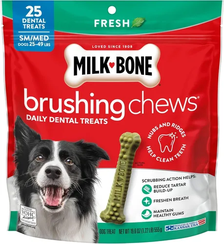 Vista 10 de Milk-Bone - Masticables diarios para perros con sabor a menta fresca, tamaño pequeño/mediano, 25