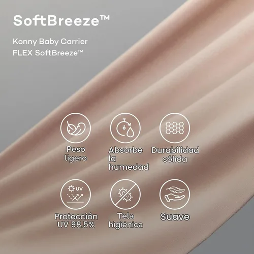 Vista 5 de Portabebés Konny Flex SoftBreeze con soporte para la cabeza - Eslinga envolvente para bebé ajustable, fácil de usar, perfecta para bebés recién