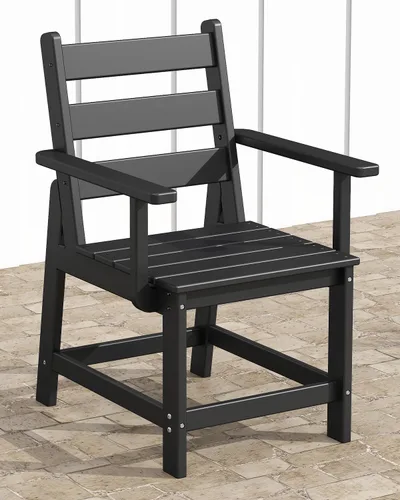 Vista 9 de GREENVINES Silla de comedor al aire libre HDPE, sillas sin brazos, negro