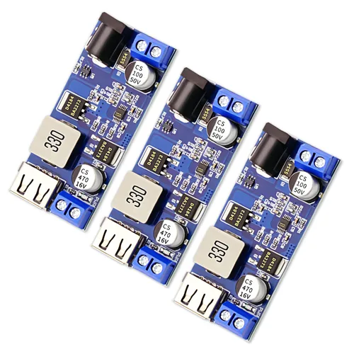 Vista 2 de V TELESKY Paquete de 3 convertidores LM2596s Buck de 12 voltios a 5 voltios DC-DC módulo reductor, USB 9 V 12 V 24 V 36 V a 5 V Transformador