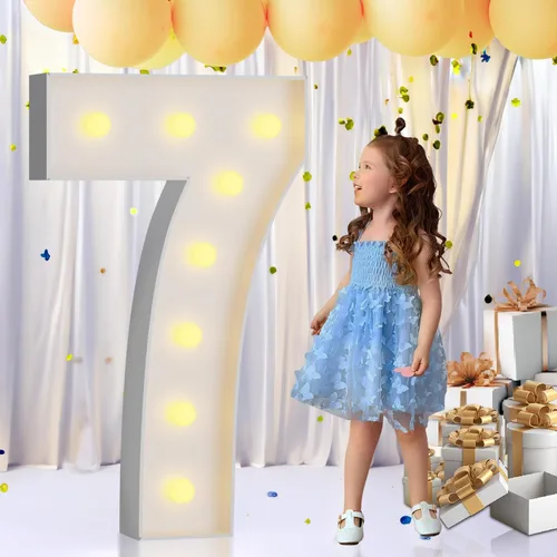 Vista 55 de IMPRSV Letras de mosaico iluminadas de marquesina, 4 pies para globos y fiestas, decoración de kit de arco