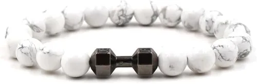 Vista 10 de Pulsera de mancuernas negra hecha a mano, para gimnasio, hermanos, fitness, piedra volcánica, piedra de lava volcánica, ajustable, pulsera