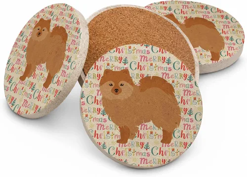Vista 214 de Abyssinian Sand Terrier Merry Christmas - Posavasos grandes de piedra arenisca (4 unidades)
