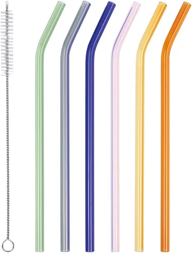 Vista 10 de 25 popotes de plástico reutilizables. Sin BPA, pajitas transparentes de 9 pulgadas de largo para tarros de masón, vaso Yeti, cepillo de limpieza