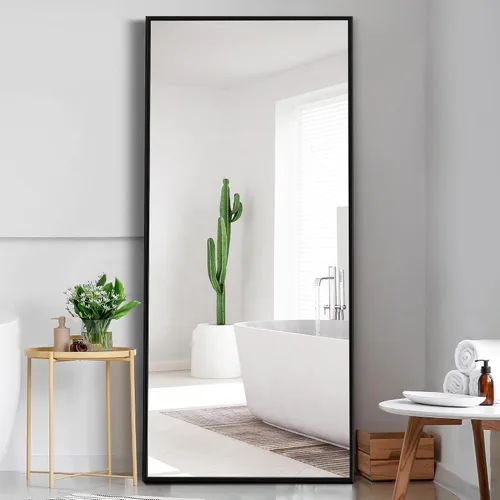 Vista 25 de Dolonm Espejo de longitud completa de 65 x 22 pulgadas, espejo de pie de diseño moderno, espejo de cuerpo completo para sala de estar, dormitorio