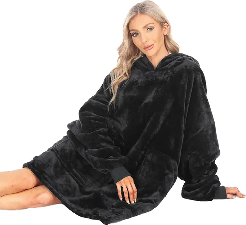 Vista 7 de Kipswiza Blanket Hoodie - Wearable Blankets Oversized Cozy Flannel Sweatshirt Blanket as Gifts for Adult Women Men
