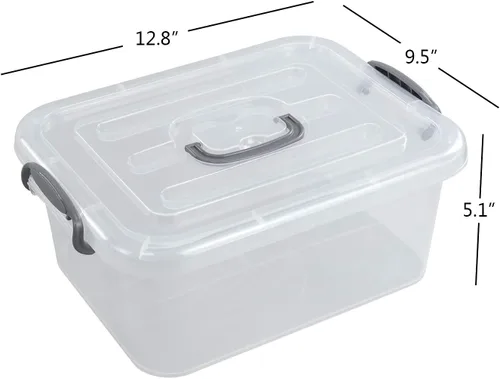 Vista 2 de Caja de cierre de almacenamiento transparente de 8 L, paquete de 2 contenedores de almacenamiento con tapa de plástico