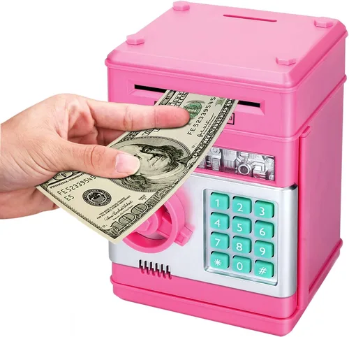 Vista 18 de Alcancía Electrónica de Cajero Automático con Contraseña de Dibujos Animados Lata de Monedas de Efectivo Puede Desplazar Automáticamente Billetes