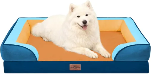 Vista 94 de Comfort Expression - Cama ortopédica para perros medianos, 28 x 19 pulgadas, cama impermeable y de apoyo de espuma con cojines removibles, sofá