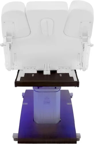 Vista 4 de SKINACT Bale - Mesa de tratamiento de masaje facial eléctrico con 5 motores, iluminación LED, tapicería de PU y base de madera (blanco)