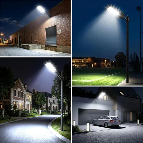 Vista 7 de Solar Street Lights Outdoor Waterproof, 4-Pack LED Flood Lights with Motion Sensor, 6500K 18000LM Dusk to Dawn Solar Light Outside, Solar-Powered