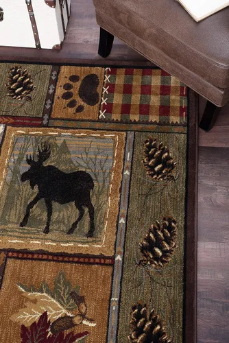 Vista 9 de Tayse Homespun Cabin - Alfombra multicolor de 5 x 7 pies para sala de estar, dormitorio o comedor, lodge, novedad