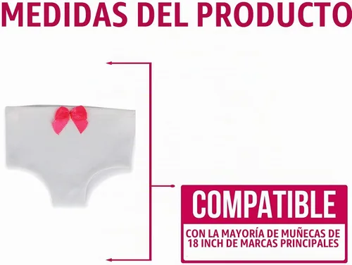Vista 2 de Ropa interior de muñeca de 18 pulgadas, 7 pares de ropa interior, se adapta a muñecas American Girl
