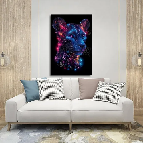 Vista 5 de Synthwave Neon City - Póster de arte retro Vaporwave - Decoración de pared abstracta digital para sala de estar moderna, impresiones de pared