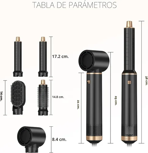 Vista 7 de Estilizador de cabello 5 en 1 para mujer, envoltura de rizador de aire, secado, rizado, alisado y voluminizador, juego de herramientas de cepillo