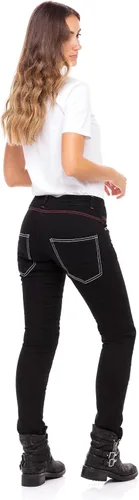 Vista 3 de Skylinewears Women's Reinforced Motorcycle Riding Jeans Biker Racing Pants with Aramid Lining and Removable Padding Negro