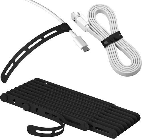 Vista 12 de 20 unidades de bridas reutilizables para cables Nearockle, bridas ajustables de silicona para organizar cables pequeños, bridas de cierre