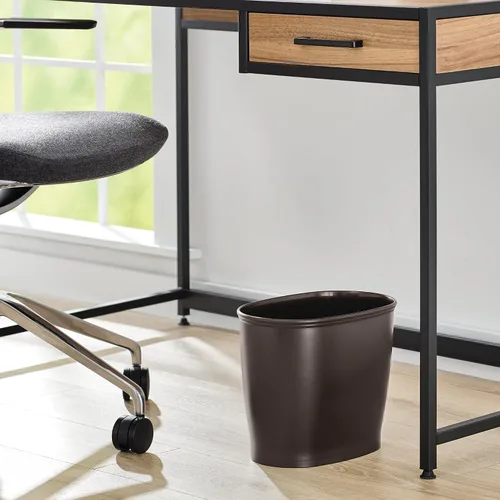 Vista 5 de iDesign - Cubo de basura delgado de plástico para baño, pequeño para dormitorio, oficina, escritorio, dormitorio, bronce Cubo de basura pequeño