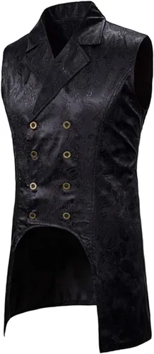 Vista 2 de Cloudstyle Chaleco de vestir de cachemira para hombre, chaleco gótico steampunk, chaleco floral sin mangas