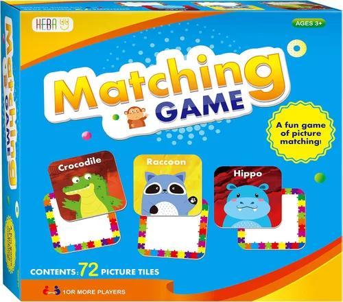 Vista 5 de Hebayy 36 pares de tarjetas flash de dibujos animados a juego de animales borrables (72 unidades, cada una mide 2 x 2 pulgadas)