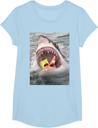 Vista 12 de Camiseta divertida de Bob Esponja con diseño de tiburón y ataque de tiburón para hombres y mujeres Negro