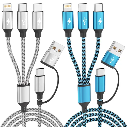 Vista 29 de Travel Essentials - Cable de carga múltiple 3 en 1, cable de carga universal para teléfono Micro USB Cable with Type-C,Micro USB,IP Port,Travel