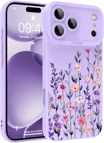 Vista 104 de Magnético para iPhone 13 con protector de pantalla [Compatible con MagSafe] Diseño de patrón floral de flores bonitas, funda delgada a prueba