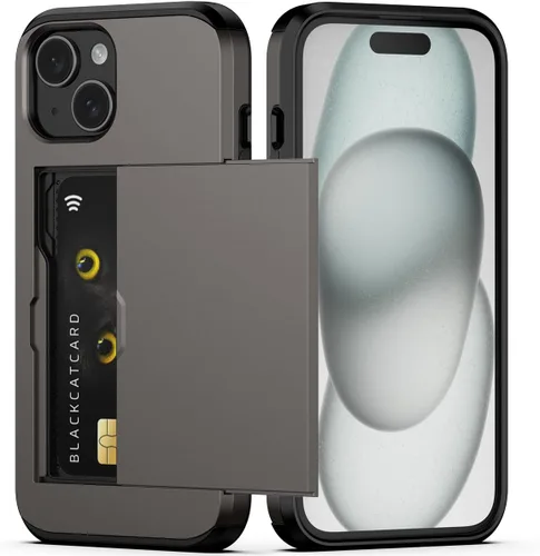 Vista 17 de Nvollnoe Compatible con iPhone 15 Funda con ranura para tarjetas, resistente, protectora de doble capa, a prueba de golpes, ranura oculta