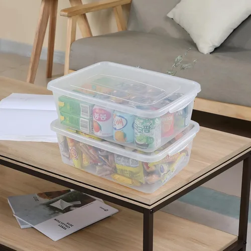Vista 6 de Readsky Contenedores de almacenamiento de plástico de 14 cuartos con tapas, caja de cierre transparente, paquete de 4